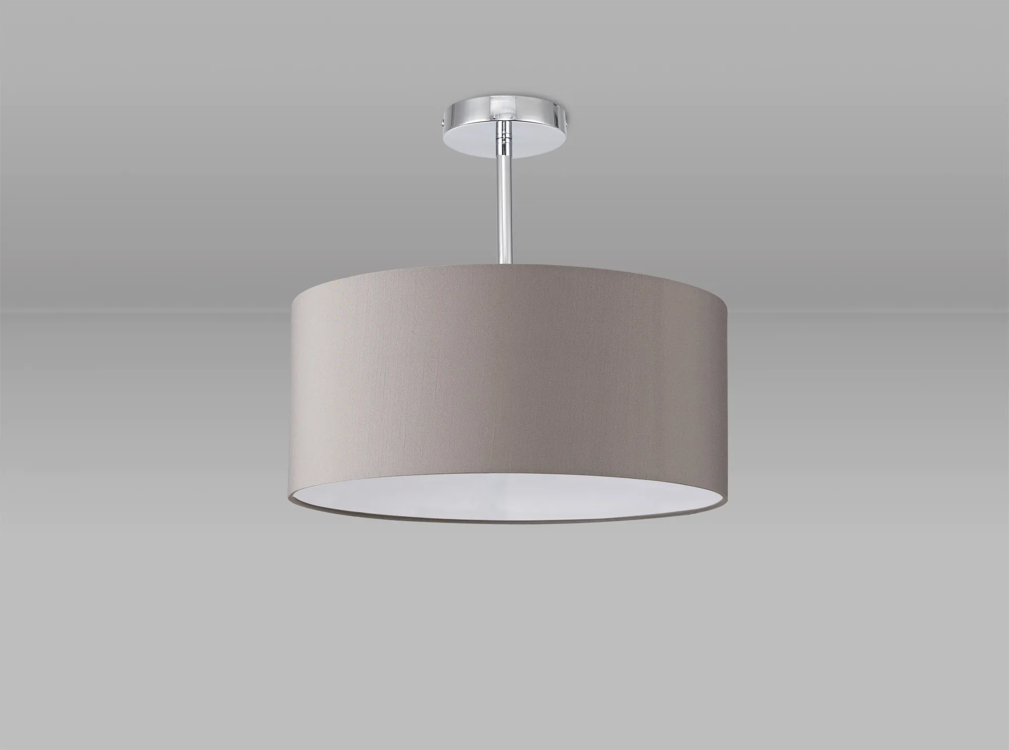 Baymont 40cm Semi Flush 1 Light Polished Chrome, Grey DK0094  Deco Baymont